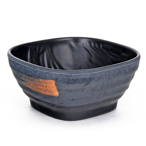 IT-J1308G Square Bowls, 10oz, Black/ Gold Color, Melamine, 4.25(w) x 4.25(d) x 2(h) inch – 24 each