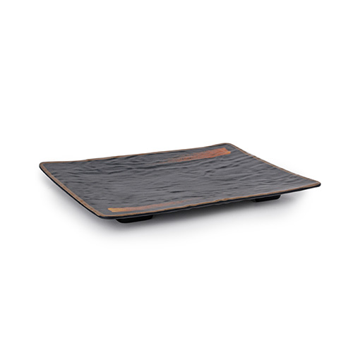 IT-JX1147G Rectangular Plates, Black/Gold Color, Melamine, 12(w) x 8.25(d) x 1(h) inch – 12 each