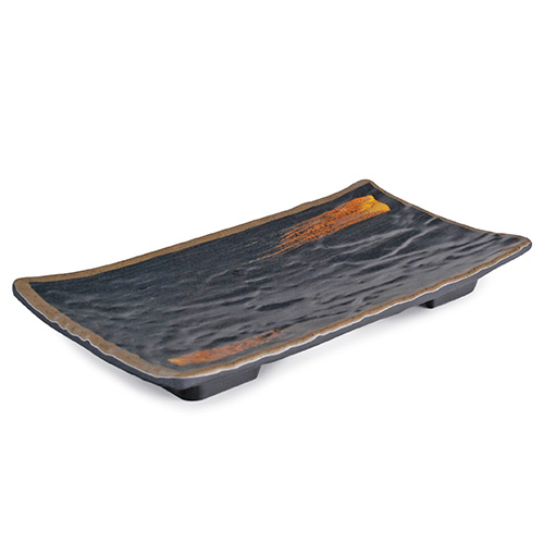 IT-JX1280G Rectangular Plates, Black/Gold Color, Melamine, 8.5(w) x 4.25(d) x 1(h) inch – 20 each