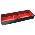 W2-281-5 Bento Lucnh Box, (3)Compartment(s), Rectangular, Black/Red Color, Plastic Lacquer, 14-1/4(w) x 4 -3/4(d) x 2 -1/4(h) inch – 12 each