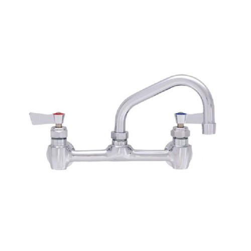 Fisher 3253 8 inch Center Wall-Mounted Faucet with 12 inch Swing Spout and Lever Handles, NSF Listed, 1 each