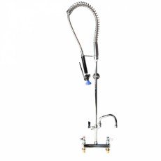 Fisher 34366 8 inch Center Deck-Mounted Pre-Rinse Faucet Assembly Set with 12 inch Swing Spout and Add-On Faucet, NSF Listed, 1 each