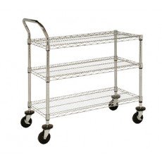 Focus FFC18363C Utility/Bussing Carts, (3)Wire Shelve(s), U-Shape Handle, Chromate Finish, Casters, 36(w) x 18(d) x 37(h) inch, NSF Listed