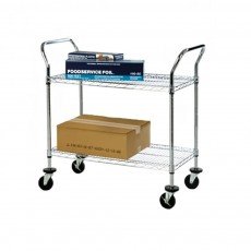 Focus FFC24362CH Utility/Bussing Cart, (2)Wire Shelve(s), U-Shape Handle, Chromate Finish, Casters, 36(w) x 24(d) x 37(h) inch, NSF Listed
