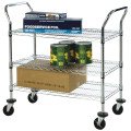 Focus FFC24363CH Utility/Bussing Cart, (3)Wire Shelve(s), U-Shape Handle, Chromate Finish, Casters, 36(w) x 24(d) x 37(h) inch, NSF Listed