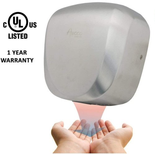 GSW Awoco AK2901 High Speed Commercial Hand Dryer, Automatic, Stainless Steel, 110-120v/60/1, 1450w, 11.8(w) x 6.5(d) x 12.3(h) inch, UL Listed