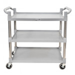 GSW C-23WM (3)Tier(s) Bus Cart, Grey Plastic, Medium, 150lb Capacity, Casters, 33-1/4(w) x 16-1/4(d) x 40(h) inch, ETL Listed