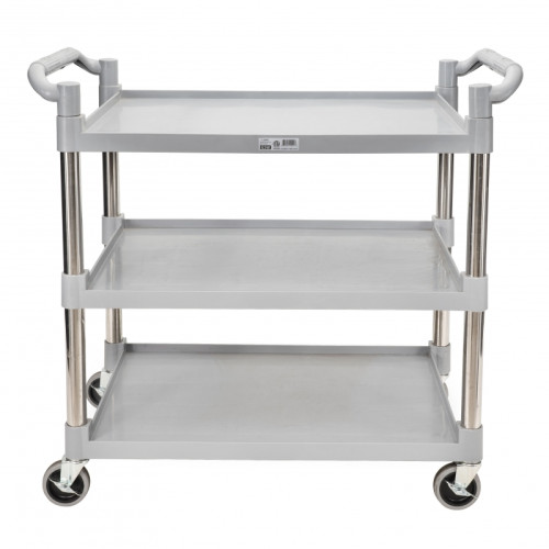 GSW C-23WM (3)Tier(s) Bus Cart, Grey Plastic, Medium, 150lb Capacity, Casters, 33-1/4(w) x 16-1/4(d) x 40(h) inch, ETL Listed