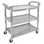 GSW C-23WM (3)Tier(s) Bus Cart, Grey Plastic, Medium, 150lb Capacity, Casters, 33-1/4(w) x 16-1/4(d) x 40(h) inch, ETL Listed