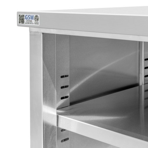 GSW CTN-P2460 Enclosed Work Table, 4 inch Rear Upturn, Stainless Steel, 60(w) x 24(d) x 35(h) inch, ETL Listed