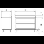 GSW CTN-P2460 Enclosed Work Table, 4 inch Rear Upturn, Stainless Steel, 60(w) x 24(d) x 35(h) inch, ETL Listed