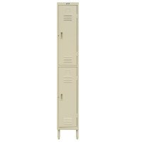 GSW EL-2DR Premium Employee Steel Locker, (2)Door(s), Gray Powder Coated Finish, 12(w) x 20(d) x 77(h) inch