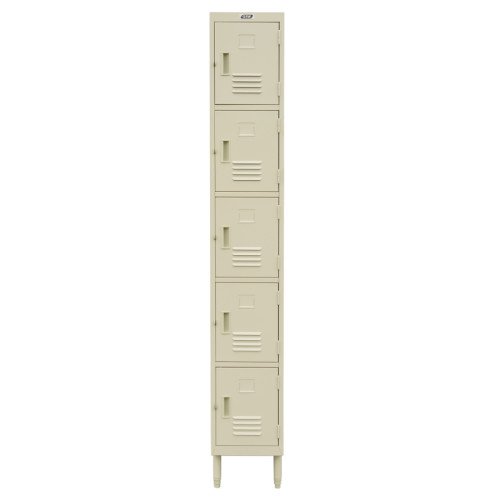 GSW EL-5DR Premium Employee Steel Locker, (5)Door(s), Gray Powder Coated Finish, 12(w) x 20(d) x 77(h) inch