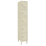 GSW ELS-5DR Premium Employee Steel Locker, (5)Door(s), Gray Powder Coated Finish, 12(w) x 16(d) x 77(h) inch