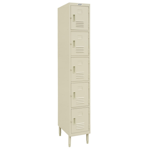 GSW ELS-5DR Premium Employee Steel Locker, (5)Door(s), Gray Powder Coated Finish, 12(w) x 16(d) x 77(h) inch