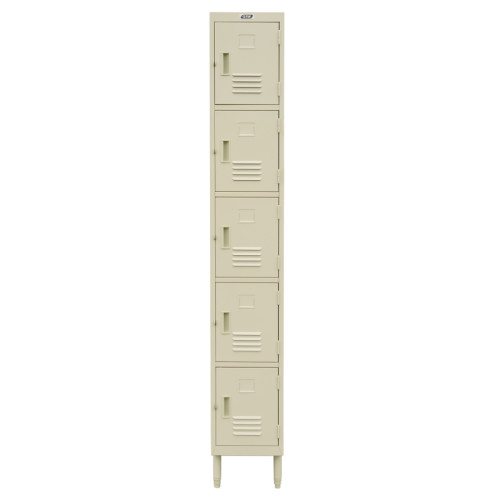 GSW ELS-5DR Premium Employee Steel Locker, (5)Door(s), Gray Powder Coated Finish, 12(w) x 16(d) x 77(h) inch