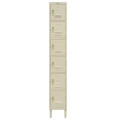 GSW EL-6DR Premium Employee Steel Locker, (6)Door(s), Gray Powder Coated Finish, 12(w) x 20(d) x 77(h) inch