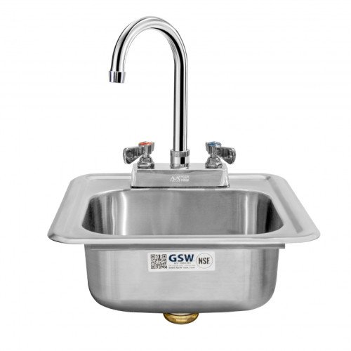 GSW HS-2017I Drop-In Hand Sink, Deck Mounted, Lead Free Faucet, Stainless Steel, 17-1/2(w) x 15-3/4(d) x 6-1/2(h) inch, ETL Listed