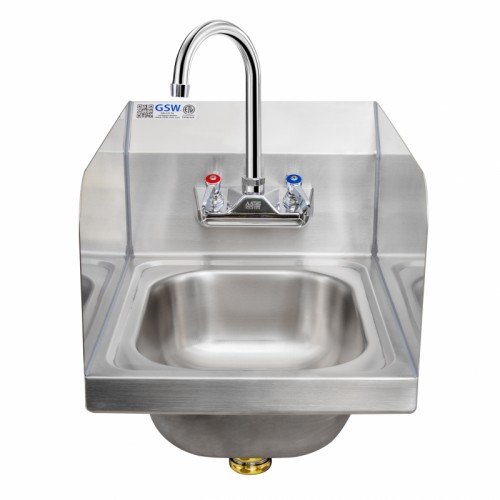 GSW HS-0810S Hand Sink, Welded Splash Guards, Wall Mounted, No Lead Faucet & Strainer, 12(w) x 12(d) x 12-3/4(h) inch, ETL Listed
