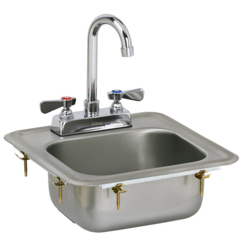 GSW HS-1317I Drop-In Hand Sink, Deck Mounted, Lead Free Faucet, Stainless Steel, 13(w) x 17-1/7(d) x 6-3/8(h) inch, ETL Listed