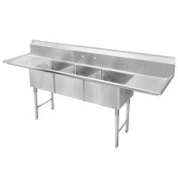 GSW SE16203D18 (3)Compartment Sink w/ 18 inch Dashboards, 16(w) x 20(d) inch Tub, ETL Listed