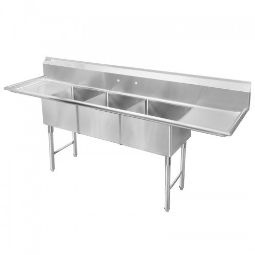 GSW SE16203D18 (3)Compartment Sink w/ 18 inch Dashboards, 16(w) x 20(d) inch Tub, ETL Listed