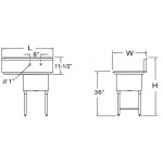 GSW SEE18181R  (1)Compartment(s) Sink, Right Drain Board, Stainless Steel, 18 inch Tub, ETL Listed
