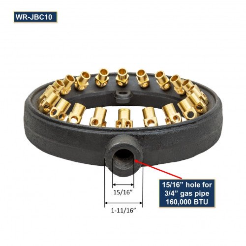 GSW WR-JBC10NG Speed Jet Burner with Cap, (20)Tip(s), 10 inch Diameter, 3/4 inch Pipe, Natural Gas, 160k Total BTU/Hr, ETL Listed
