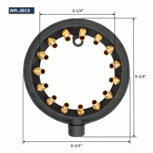 GSW WR-JBC9LP 15 Tips Speed Jet Burner w/ Cap, Liquid Propane, 130k Total BTU/Hr, ETL Listed