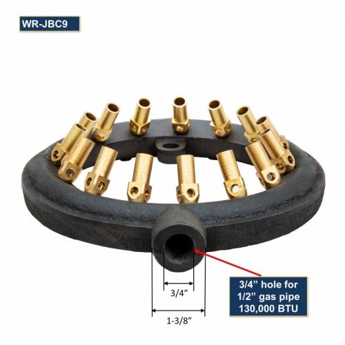 GSW WR-JBC9LP 15 Tips Speed Jet Burner w/ Cap, Liquid Propane, 130k Total BTU/Hr, ETL Listed