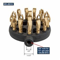 GSW WR-JBD18LP Jet Burner, (18)Tip(s) Duck Mouth Shape, 1/2 inch Pipe, Liquid Propane, 125k Total BTU/Hr, ETL Listed