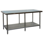 GSW WT-EE2484 Economy Work Table, 18 Gauge Stainless Steel Top, Galvanized Under-Shelf & Legs, 84(w) x 24(d) x 35(h) inch, ETL Listed
