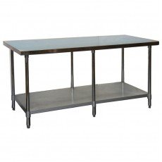 GSW WT-EE2472 Economy Work Table, 18 Gauge Stainless Steel Top, Galvanized Under-Shelf & Legs, 72(w) x 24(d) x 35(h) inch, ETL Listed