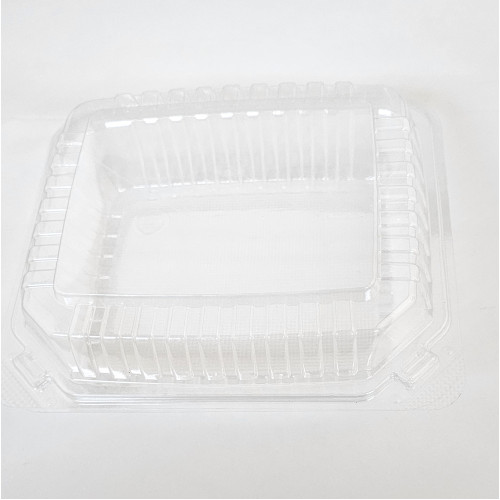 PR-CH81X33 Hinged Lid Anti-Fog 1-Compartment Clear PET Plastic Container, 8 x 8 x 3 inch, 200 each