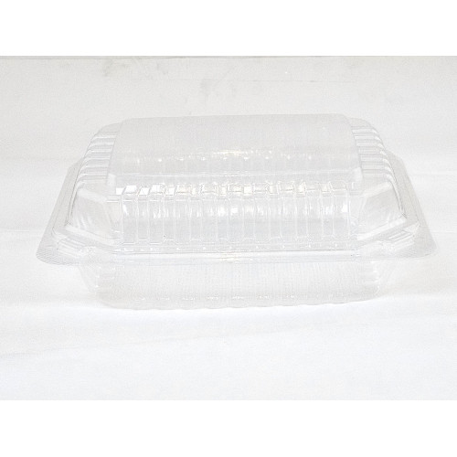 PR-CH81X33 Hinged Lid Anti-Fog 1-Compartment Clear PET Plastic Container, 8 x 8 x 3 inch, 200 each
