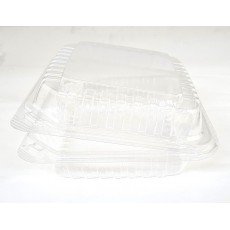 PR-CH81X33 Hinged Lid Anti-Fog 1-Compartment Clear PET Plastic Container, 8 x 8 x 3 inch, 200 each