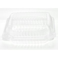PR-CH91X3 Hinged Lid Anti-Fog 1-Compartment PET Clear Plastic Container, 9 x 9 x 3, 200 each