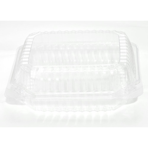 PR-CH91X3 Hinged Lid Anti-Fog 1-Compartment PET Clear Plastic Container, 9 x 9 x 3, 200 each