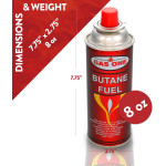 Gas One G09UL 8 oz Butane Gas Can,  2-3/4 Diameter x 7-3/4 Height inch,  UL Listed, 4 each