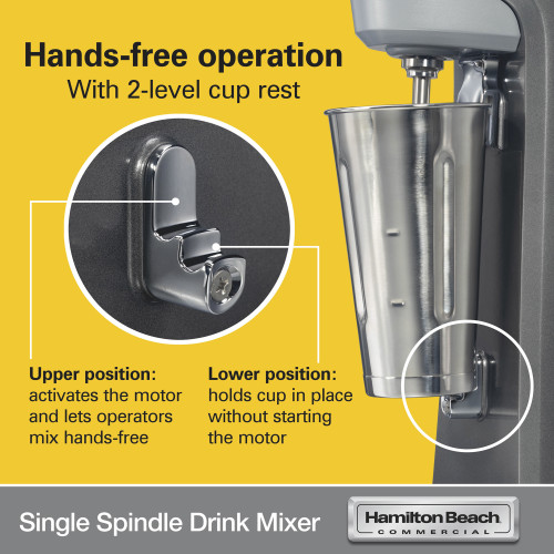Hamilton Beach HMD200R Single-Spindle Drink Mixer, 1/3hp, 300w, 120v/60/1-ph, NSF Listed