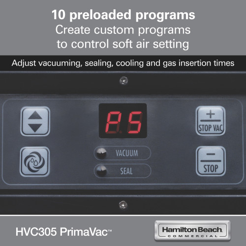 Hamilton Beach PrimaVac™ HVC305 In-Chamber Vacuum Sealer, 12 inch Heat Seal Bar, Countertop, 400w, 5Amps, 120v/60/1-ph, NSF Listed