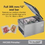 Hamilton Beach PrimaVac™ HVC305 In-Chamber Vacuum Sealer, 12 inch Heat Seal Bar, Countertop, 400w, 5Amps, 120v/60/1-ph, NSF Listed