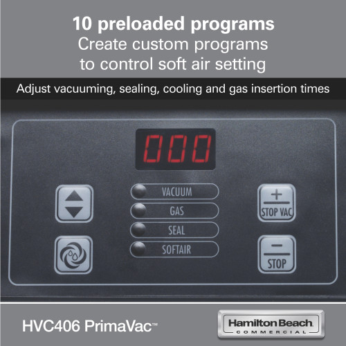 Hamilton Beach PrimaVac™ HVC406 In-Chamber Vacuum Sealer, 16 inch Heat Seal Bar, Countertop, 1000w, 10Amps, 120v/60/1-ph, NSF Listed