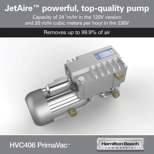 Hamilton Beach PrimaVac™ HVC406 In-Chamber Vacuum Sealer, 16 inch Heat Seal Bar, Countertop, 1000w, 10Amps, 120v/60/1-ph, NSF Listed