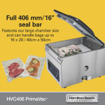 Hamilton Beach PrimaVac™ HVC406 In-Chamber Vacuum Sealer, 16 inch Heat Seal Bar, Countertop, 1000w, 10Amps, 120v/60/1-ph, NSF Listed