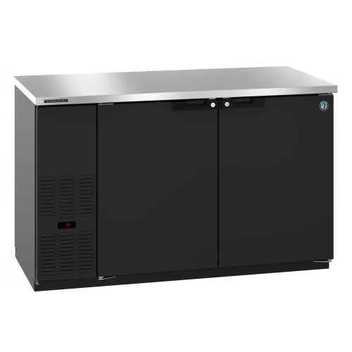 Hoshizaki BB59 59.5(w) inch (2)Solid Door(s) Back Bar Refrigerator, Side Mount, Black Vinyl, 18.16Cu.ft, (4)Shelve(s), 1/3hp, 115v/60/1, ETL Listed