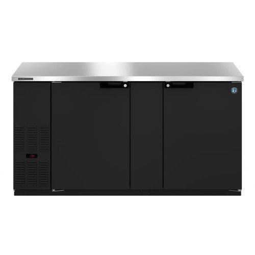 Hoshizaki BB69 69.5(w) inch (2)Solid Door(s) Back Bar Refrigerator, Side Mount, Black Vinyl, 22.17Cu.ft, (4)Shelve(s), 1/3hp, 115v/60/1, ETL Listed