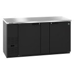 Hoshizaki BB69 69.5(w) inch (2)Solid Door(s) Back Bar Refrigerator, Side Mount, Black Vinyl, 22.17Cu.ft, (4)Shelve(s), 1/3hp, 115v/60/1, ETL Listed