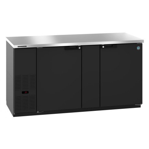Hoshizaki BB69 69.5(w) inch (2)Solid Door(s) Back Bar Refrigerator, Side Mount, Black Vinyl, 22.17Cu.ft, (4)Shelve(s), 1/3hp, 115v/60/1, ETL Listed