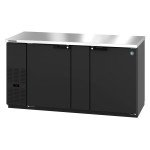 Hoshizaki BB69 69.5(w) inch (2)Solid Door(s) Back Bar Refrigerator, Side Mount, Black Vinyl, 22.17Cu.ft, (4)Shelve(s), 1/3hp, 115v/60/1, ETL Listed